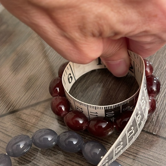 Two Stretch Oval Glass Bead Bracelets Grey & Brown - Picture 8 of 12